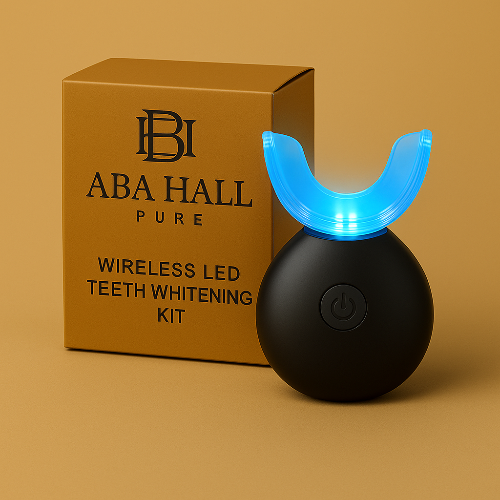 Wireless LED Teeth Whitening Kit with Charging Base & Dental Instrument Set